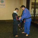 James receiving his blue belt.