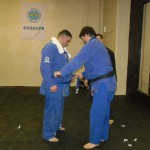 Brandon receiving his blue belt.